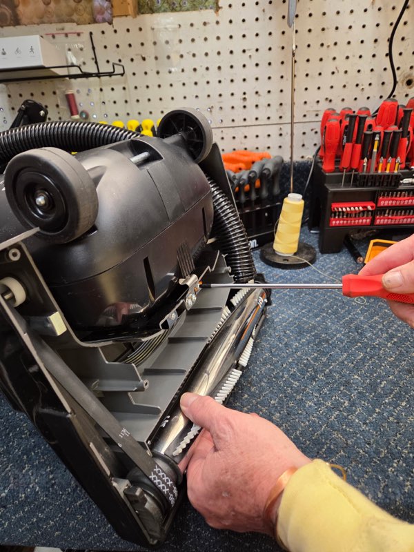 Vacuum brush and internal components being inspected
